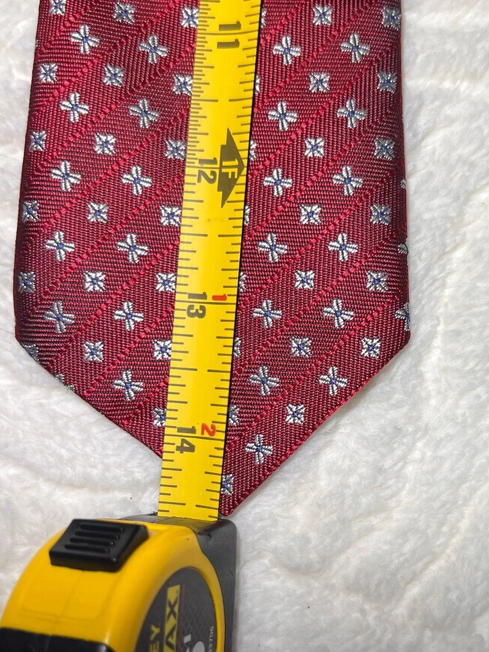 Men's Burgundy Patterned Silk Tie